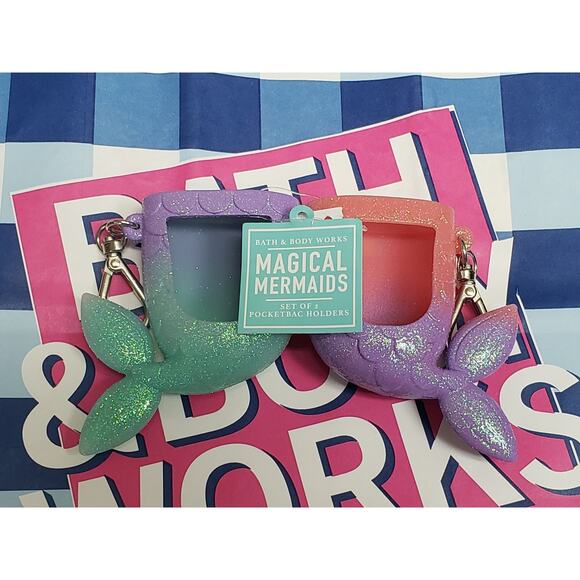 BBW Magical Mermaids Set of 2 BFF PocketBac Holder | Backpack Purse Bag Keychain - Picture 1 of 2